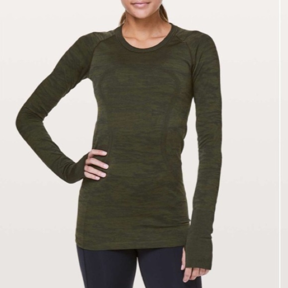 Lululemon Swiftly Tech Long Sleeve Crew Dark Olive / Brave Olive / Black - Picture 9 of 9